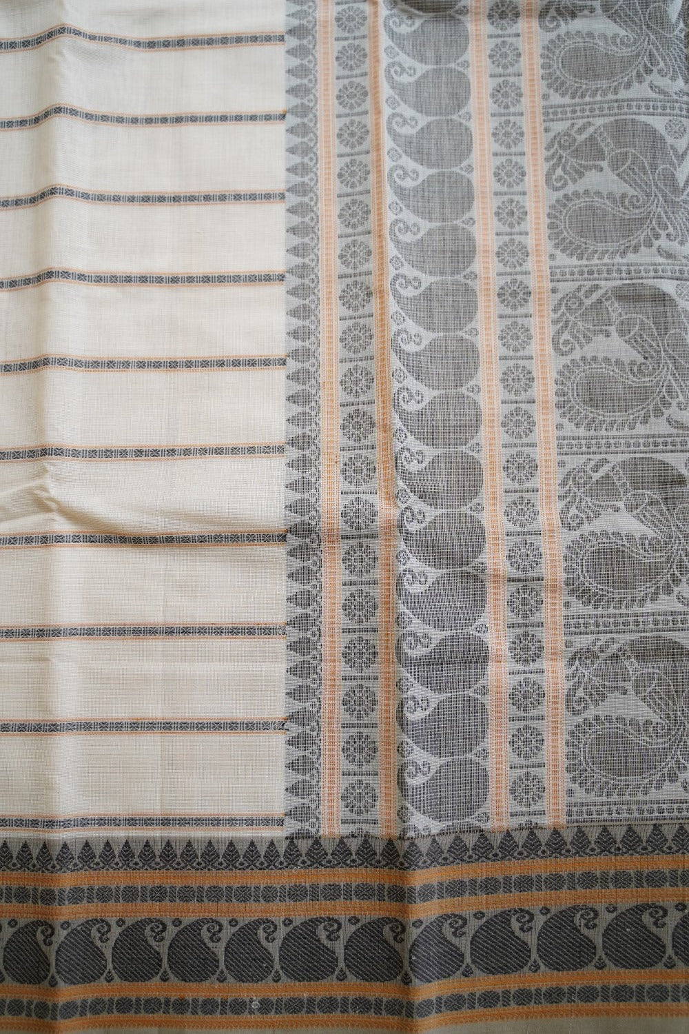 Off White Veldhari Kanchi handloom Cotton saree with Thread border PC11292