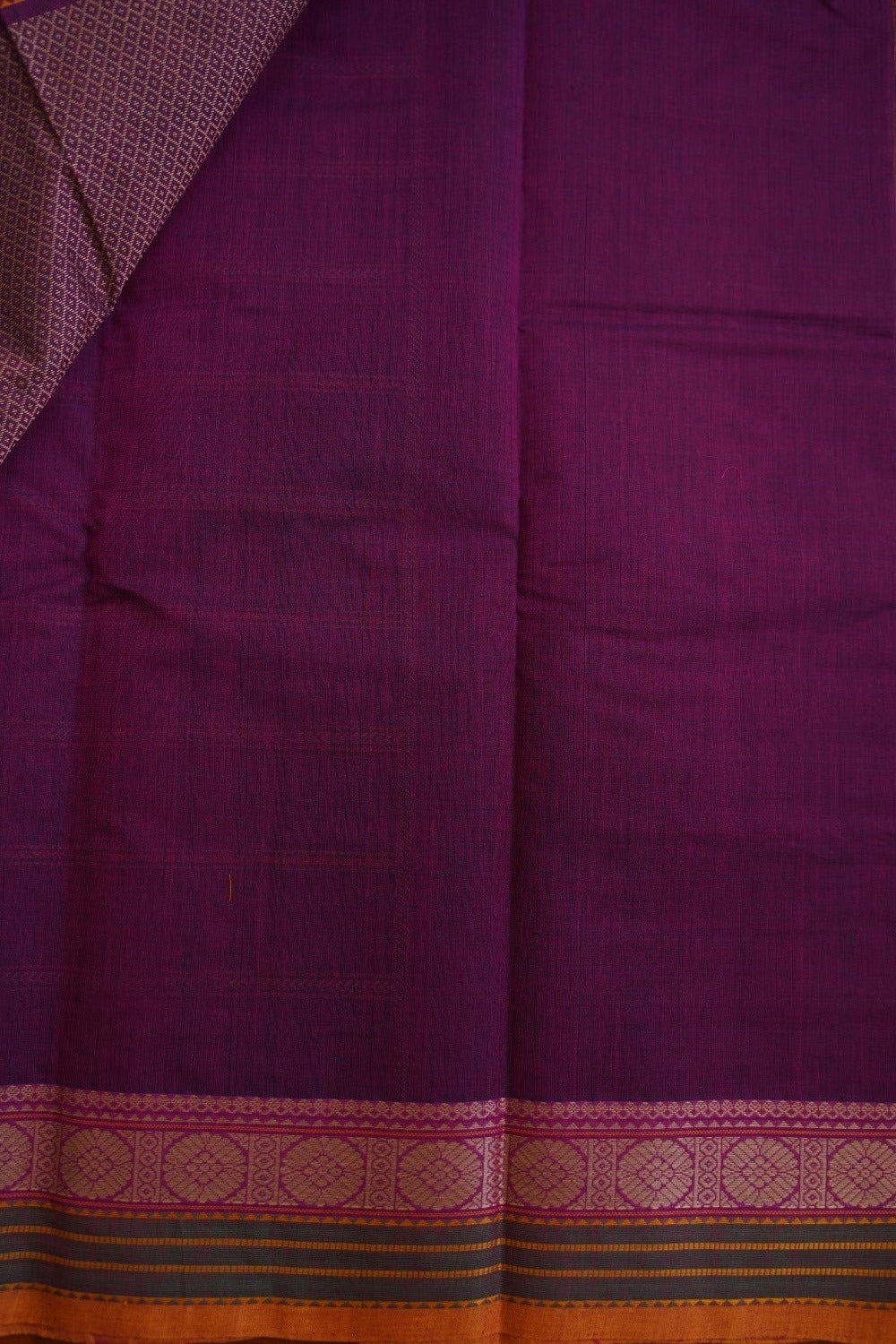 Jamun Purple  Veldhari Kanchi handloom Cotton saree with Thread border PC11294