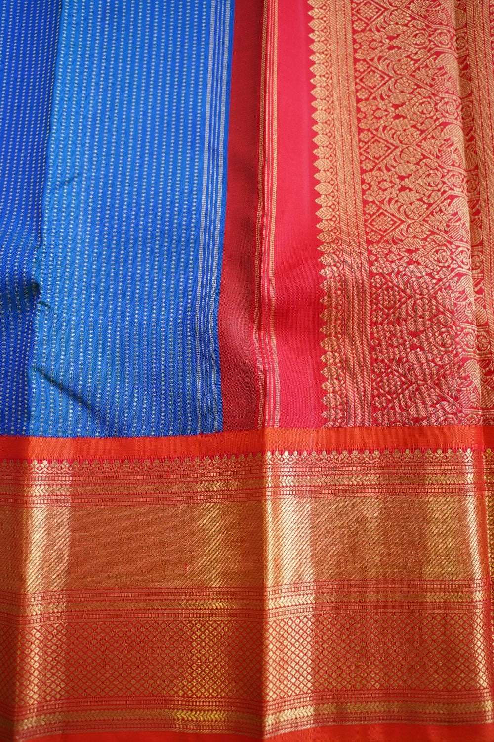 Anandha  Blue Pure Gold Buttas Kanchi Silk Saree PC11331
