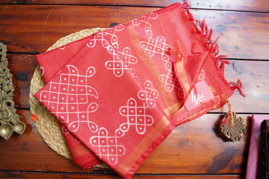 Semi chanderi kolam butta saree PC18284