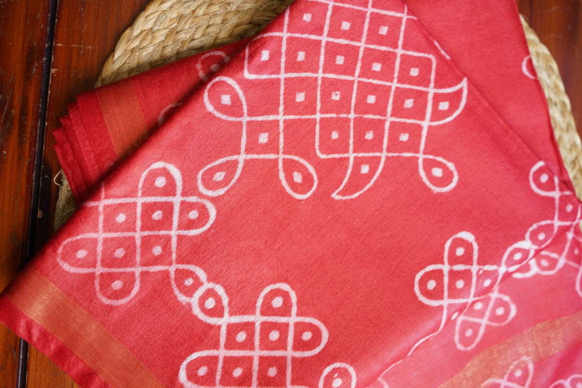 Semi chanderi kolam butta saree PC18284