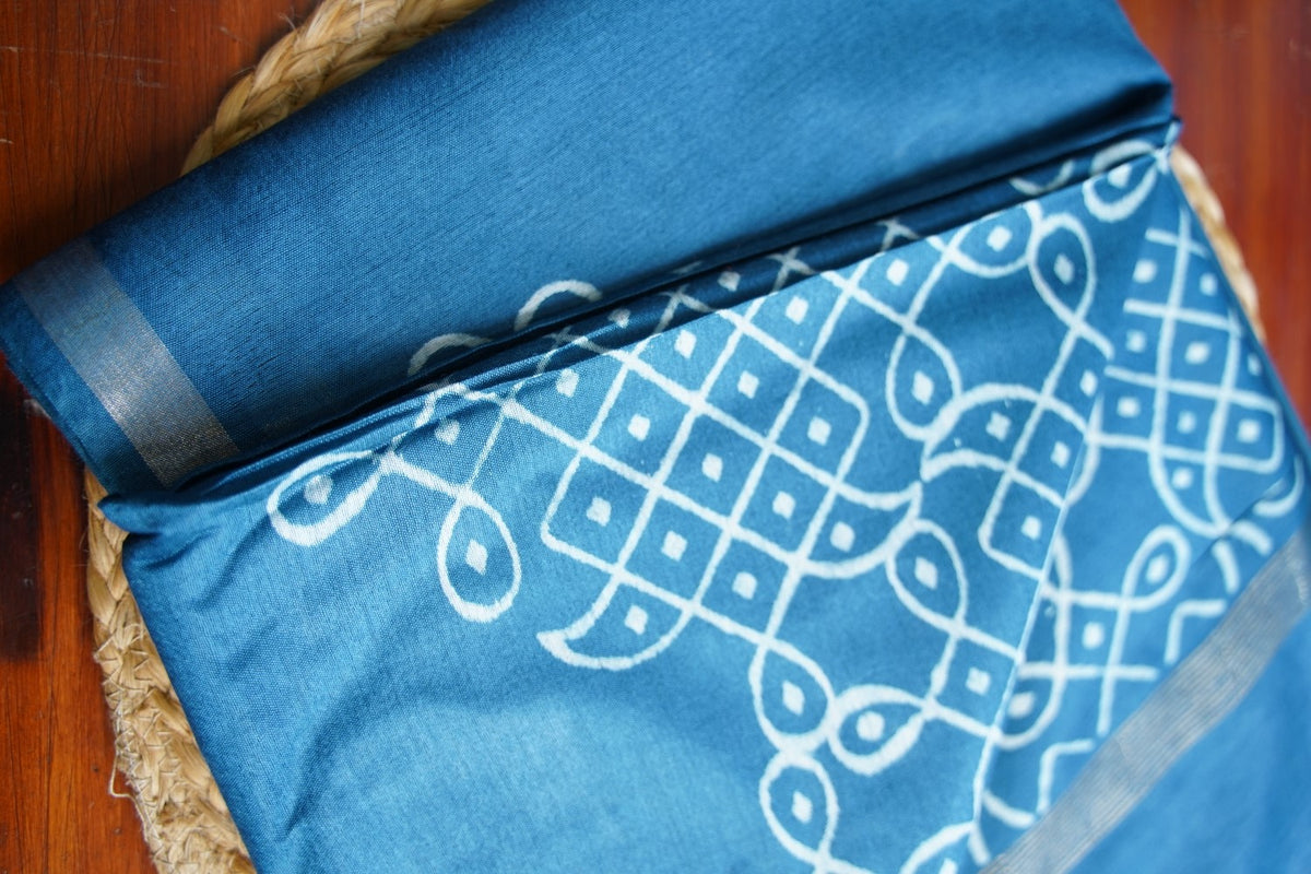 Semi chanderi kolam butta saree PC18285