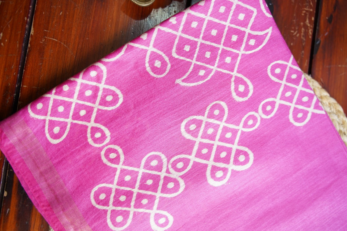 Semi chanderi kolam butta saree PC18286