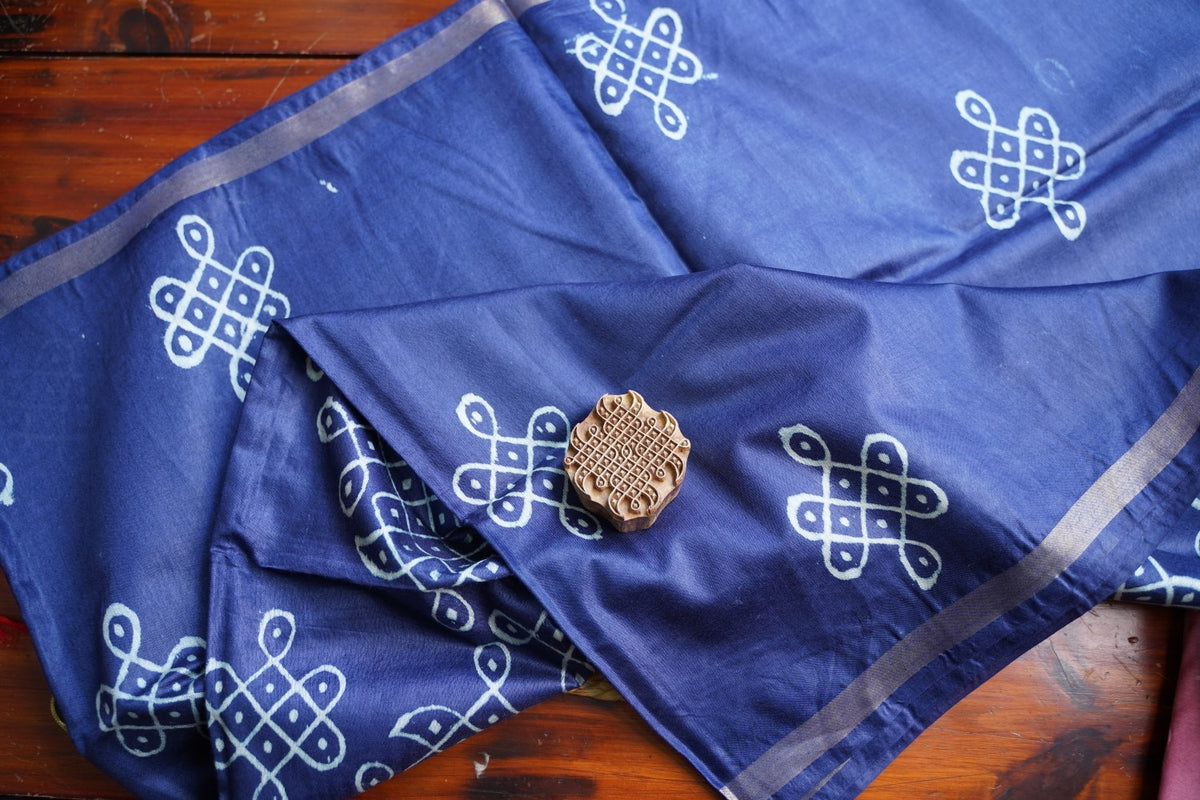 Semi chanderi kolam butta saree PC18283