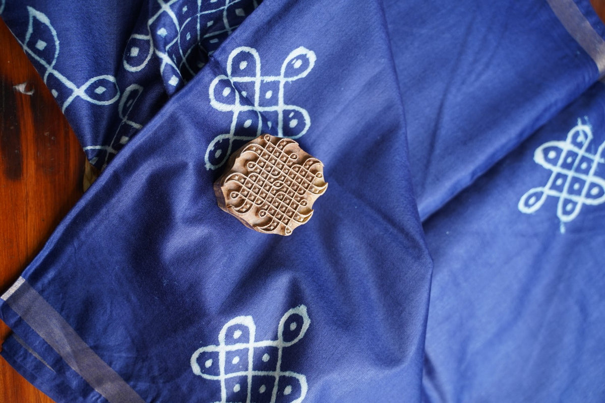 Semi chanderi kolam butta saree PC18283