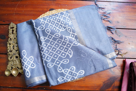 Semi chanderi kolam butta saree PC18289
