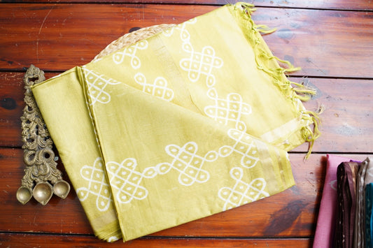 Semi chanderi kolam butta saree PC18290