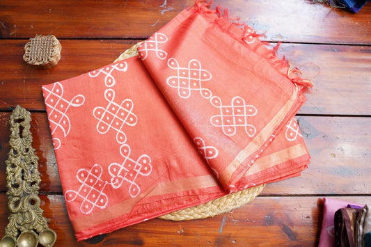 Semi chanderi kolam butta saree PC18272