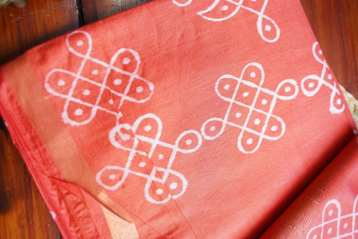 Semi chanderi kolam butta saree PC18272