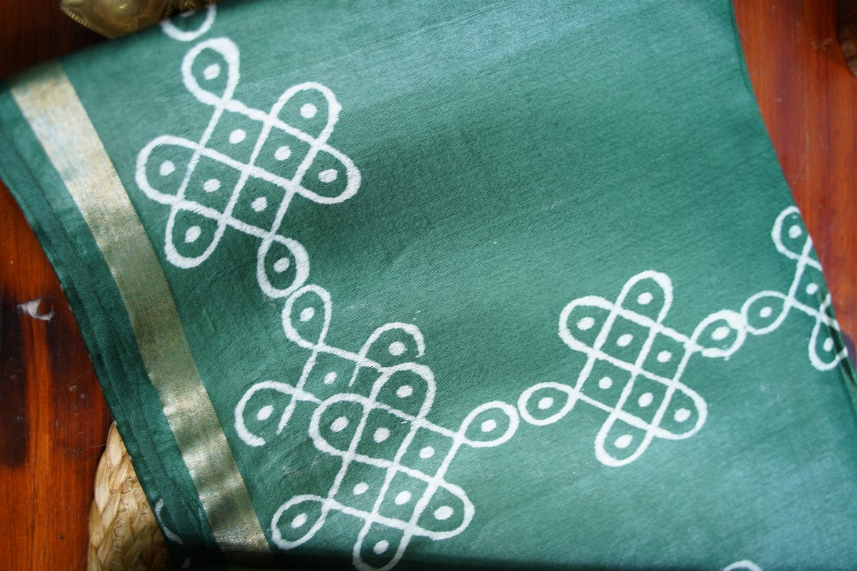 Semi chanderi kolam butta saree PC18273