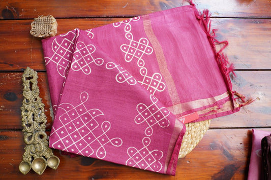 Semi chanderi kolam butta saree PC18274