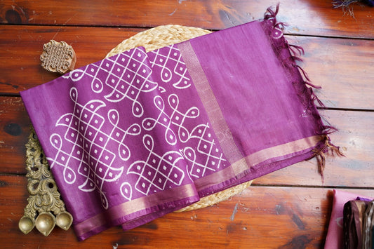 Semi chanderi kolam butta saree PC18278