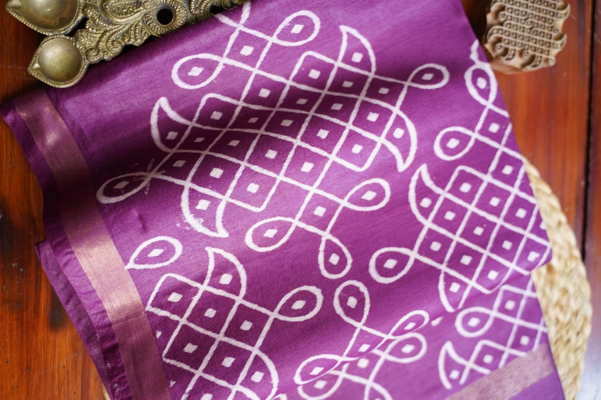 Semi chanderi kolam butta saree PC18278