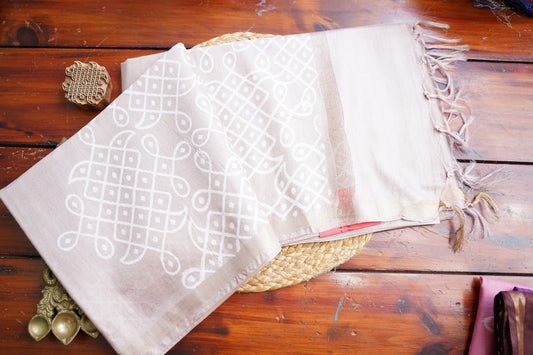 Semi chanderi kolam butta saree PC18281