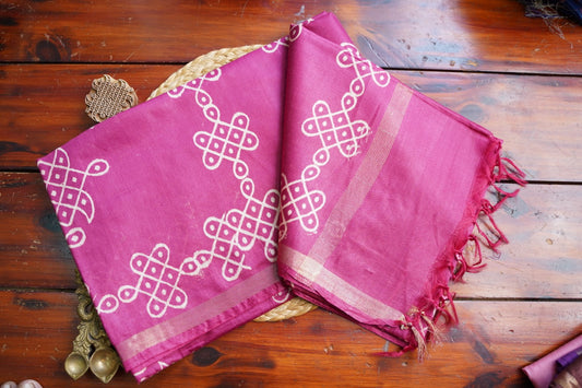 Semi chanderi kolam butta saree PC18271