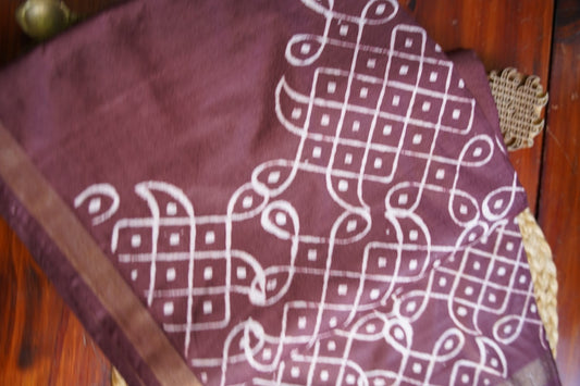 Semi chanderi kolam butta saree PC18270