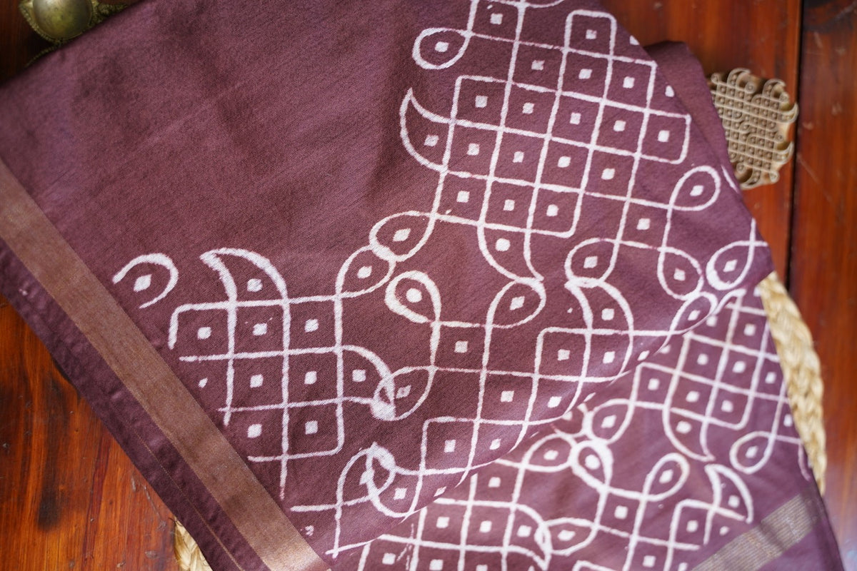 Semi chanderi kolam butta saree PC18270