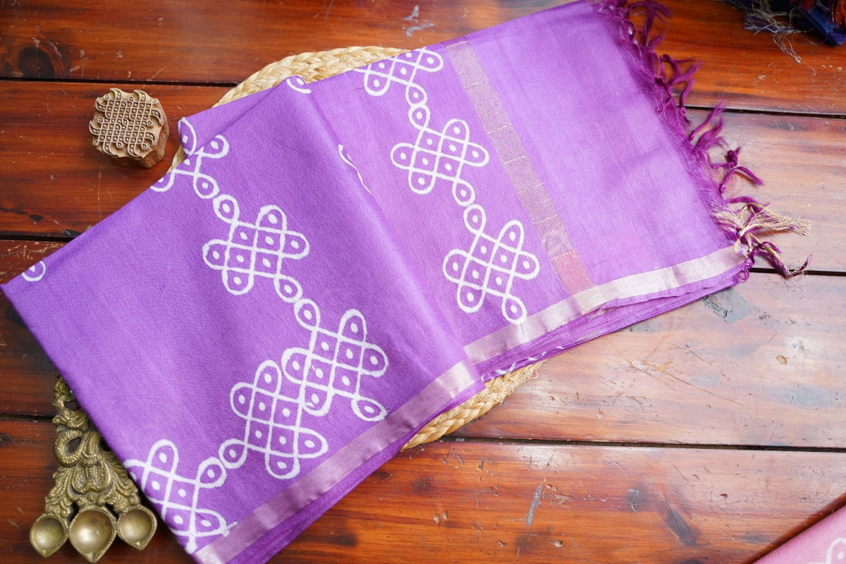 Semi chanderi kolam butta saree PC18282