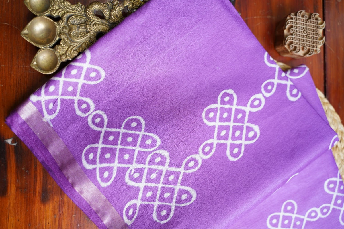 Semi chanderi kolam butta saree PC18282
