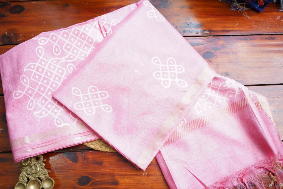 Semi chanderi kolam butta saree PC18296