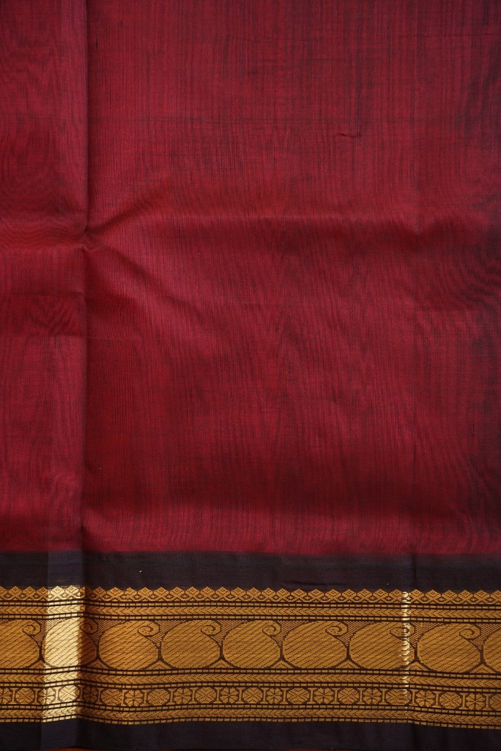 Red  Kanchi  Silk Cotton  Saree With Zari Border  PC10973
