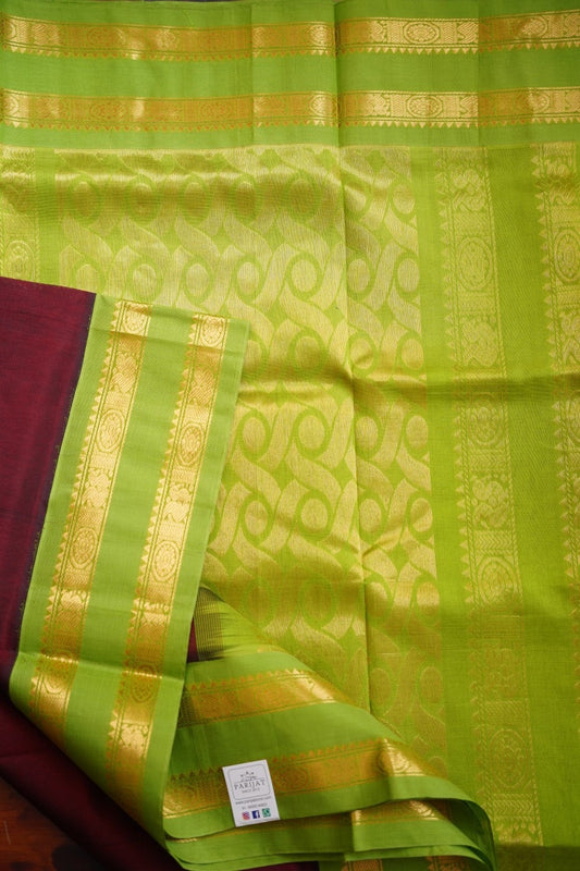 Coffee Brown  Kanchi Silk Cotton  Saree With Zari Border  PC10984
