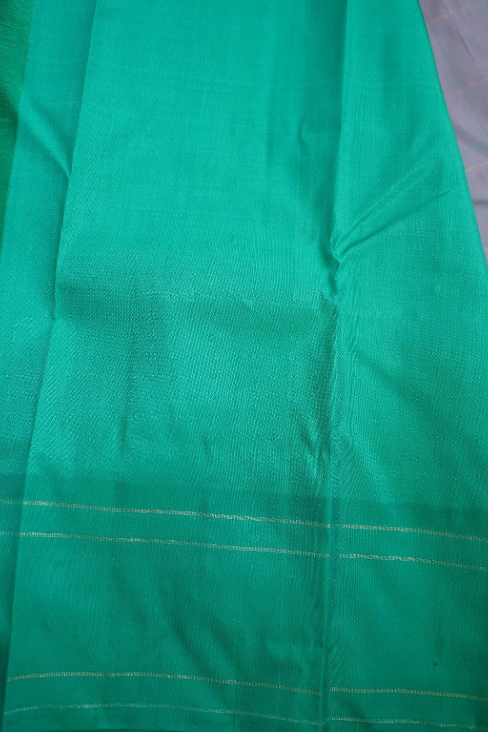 Blueish Gray (Dual Shades) Pink and  Green Deer Katam Butta  Kanchi Silk Saree PC11376