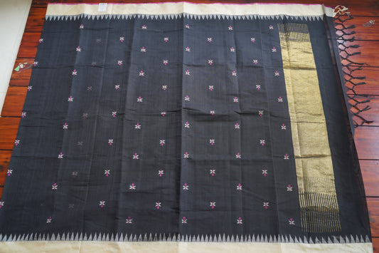 Kajal Black  Butta Ponduru handloom Cotton Saree  PC11443