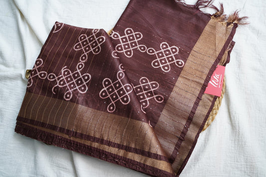 Semi chanderi kolam butta saree PC18405
