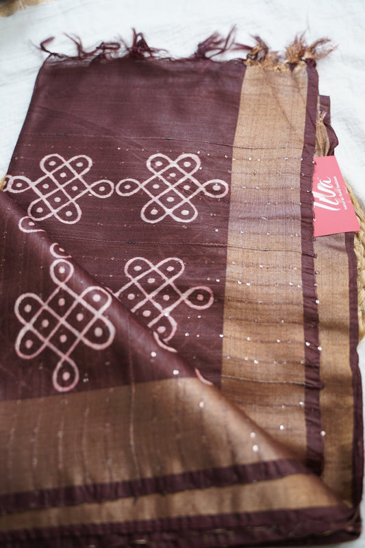 Semi chanderi kolam butta saree PC18405