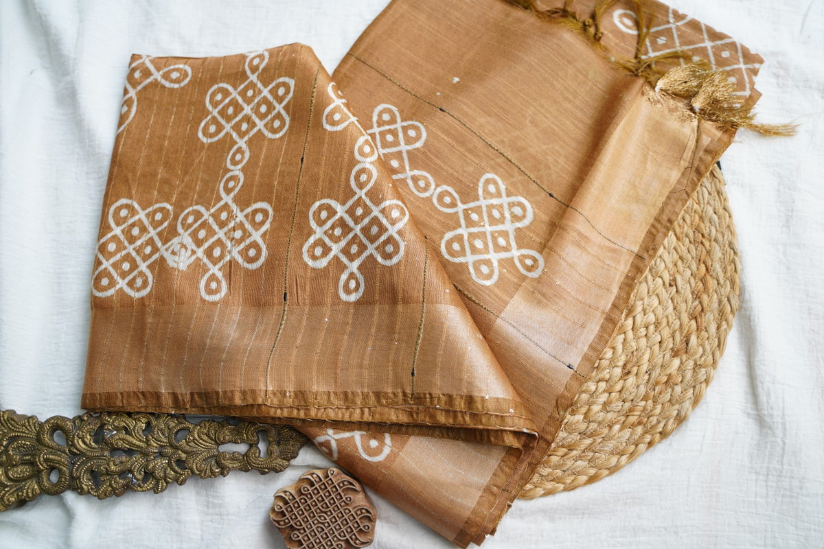 Semi chanderi kolam butta saree PC18404