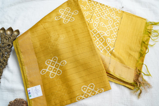 Semi chanderi kolam butta saree PC18402