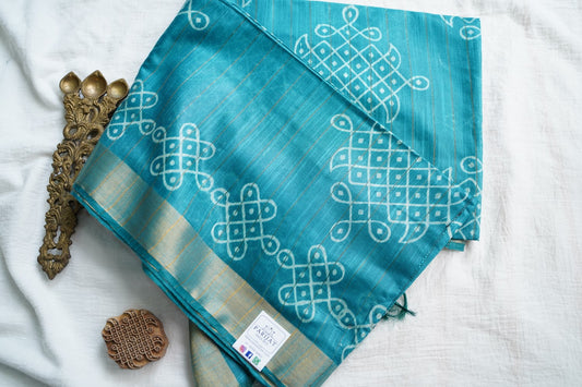 Semi chanderi kolam butta saree PC18401