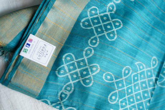 Semi chanderi kolam butta saree PC18401