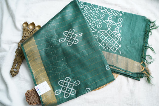 Semi chanderi kolam butta saree PC18400