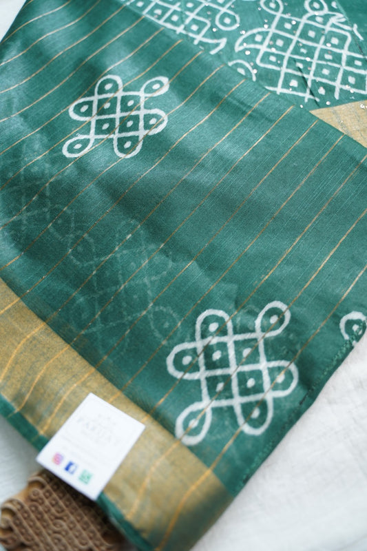 Semi chanderi kolam butta saree PC18400