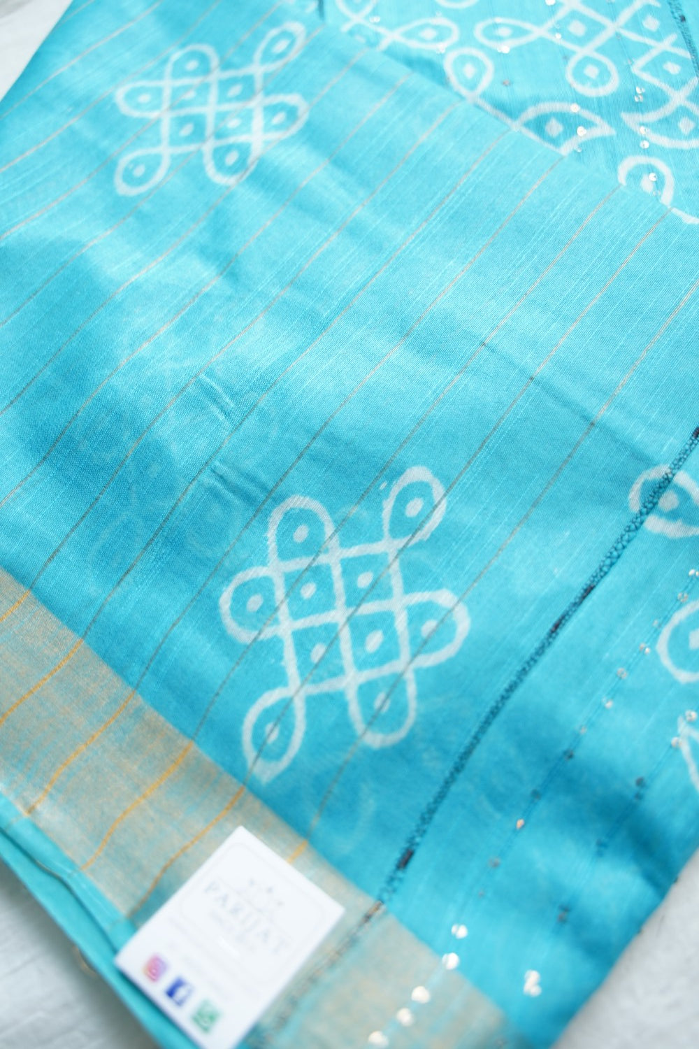 Semi chanderi kolam butta saree PC18409
