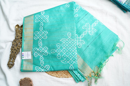Semi chanderi kolam butta saree PC18408