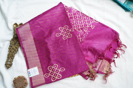 Semi chanderi kolam butta saree PC18407