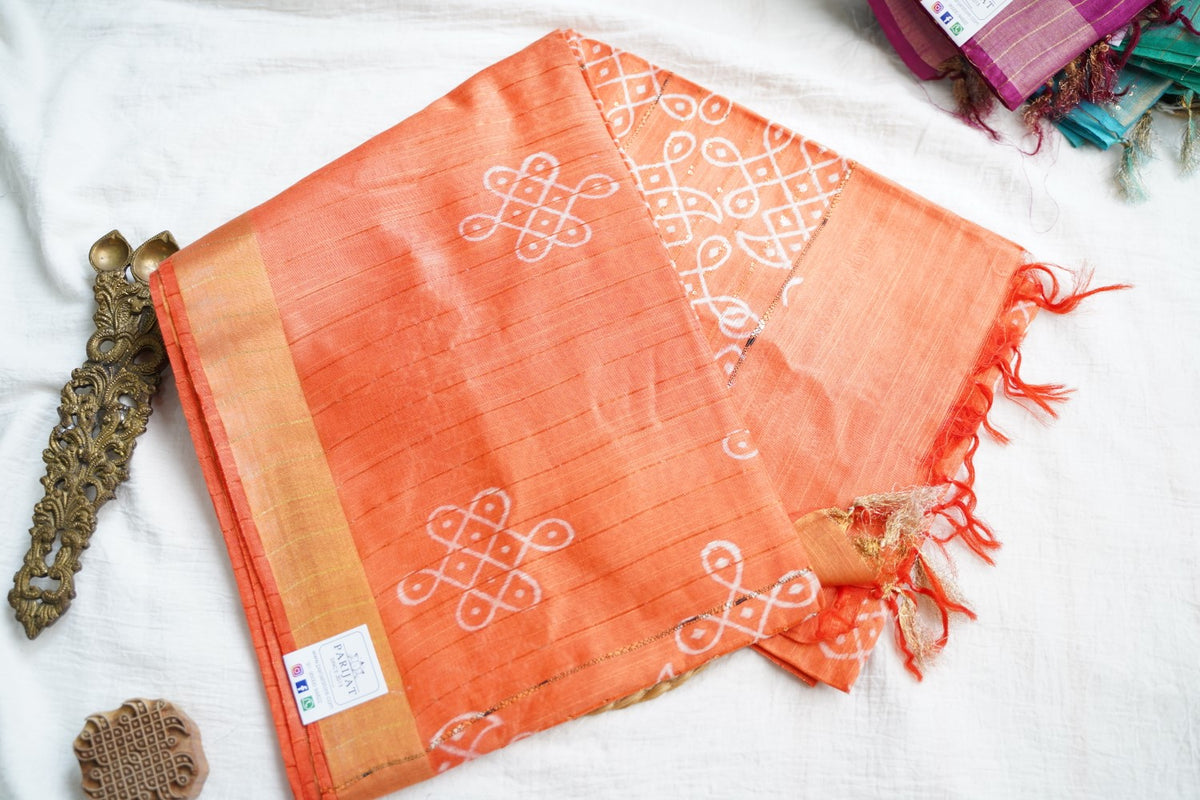 Semi chanderi kolam butta saree PC18406