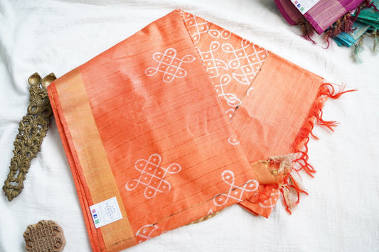 Semi chanderi kolam butta saree PC18406
