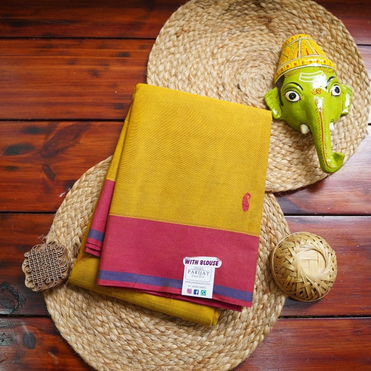 Yellow Mango Buttas Chettinad handloom Cotton Saree PC11503