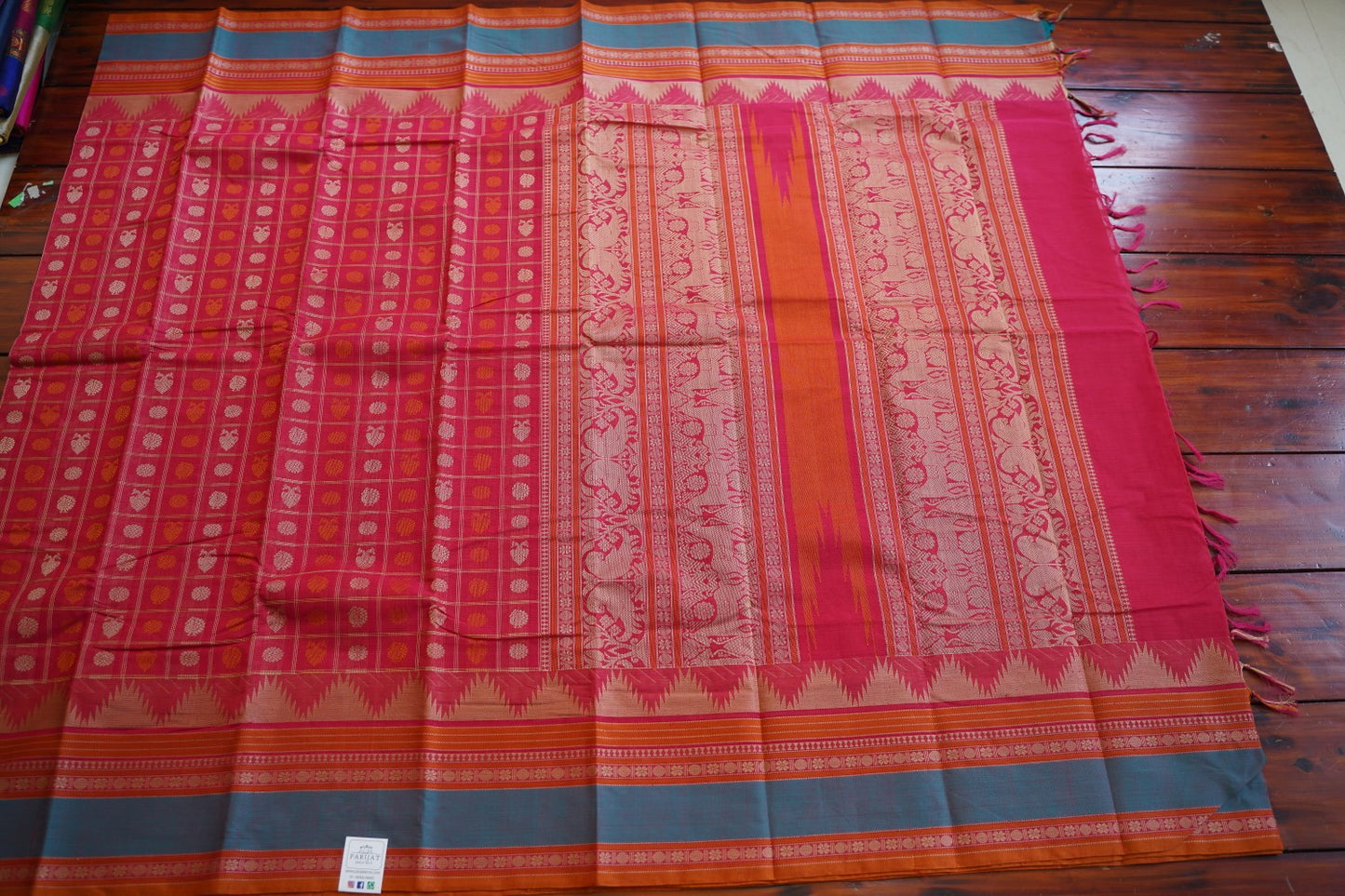 Pink 1000 Butta  Kanchi handloom Cotton  Saree With Cotton  Border PC11581