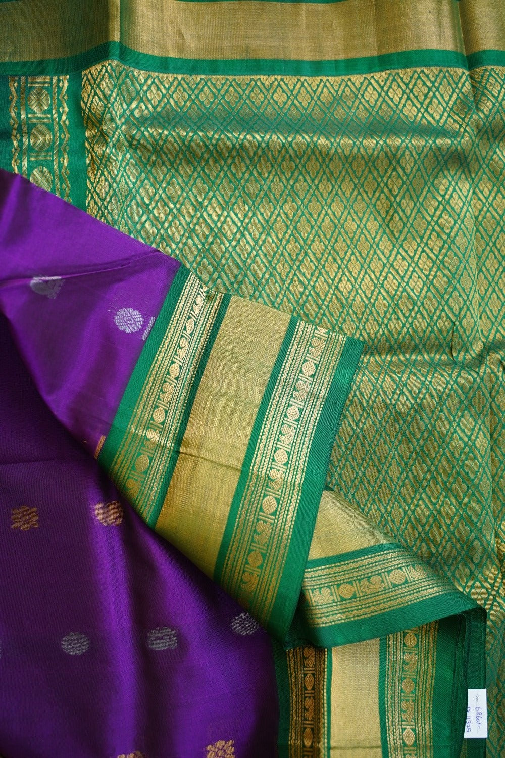 Vadamalli Purple Buttas Kanchi Silk Cotton Saree With Zari  Border PC11325