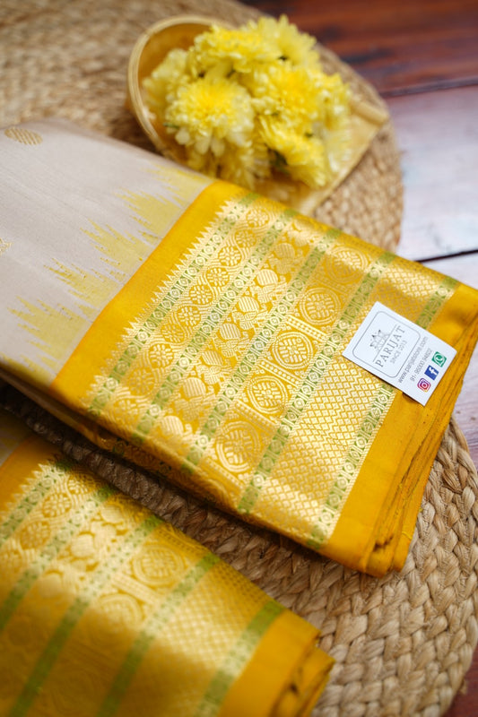 Cream Color Gadwal Silk Saree PC11609