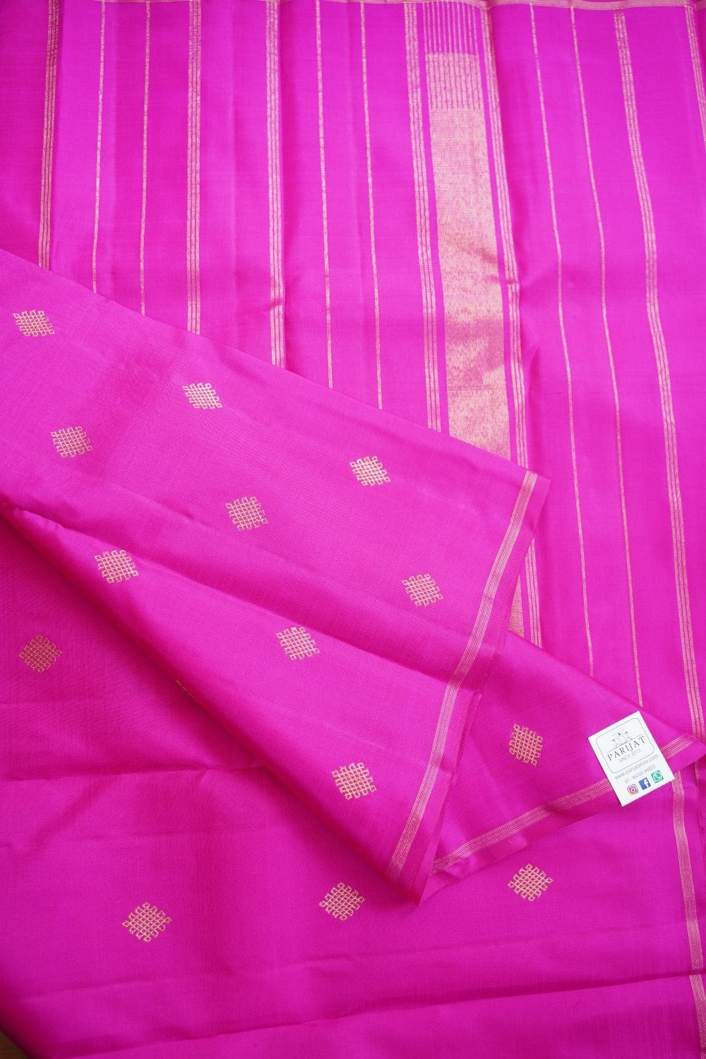 Rani Pink Kolam Butta Pure Kanchi Silk Saree PC11914