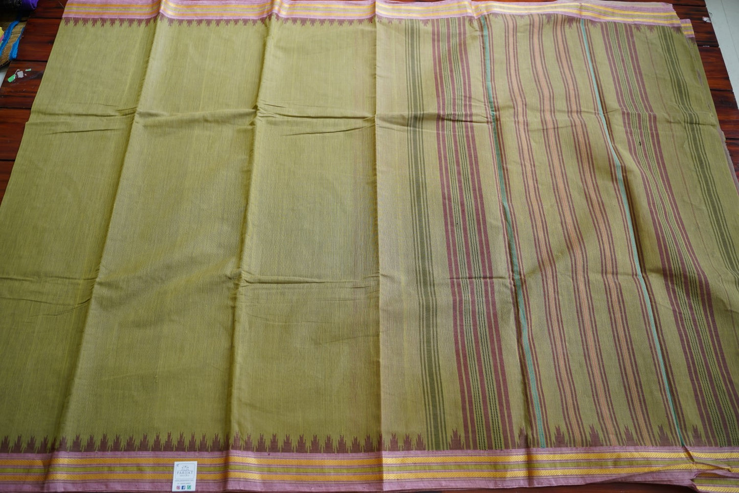 Green Gram Ponduru handloom Cotton Saree PC11656