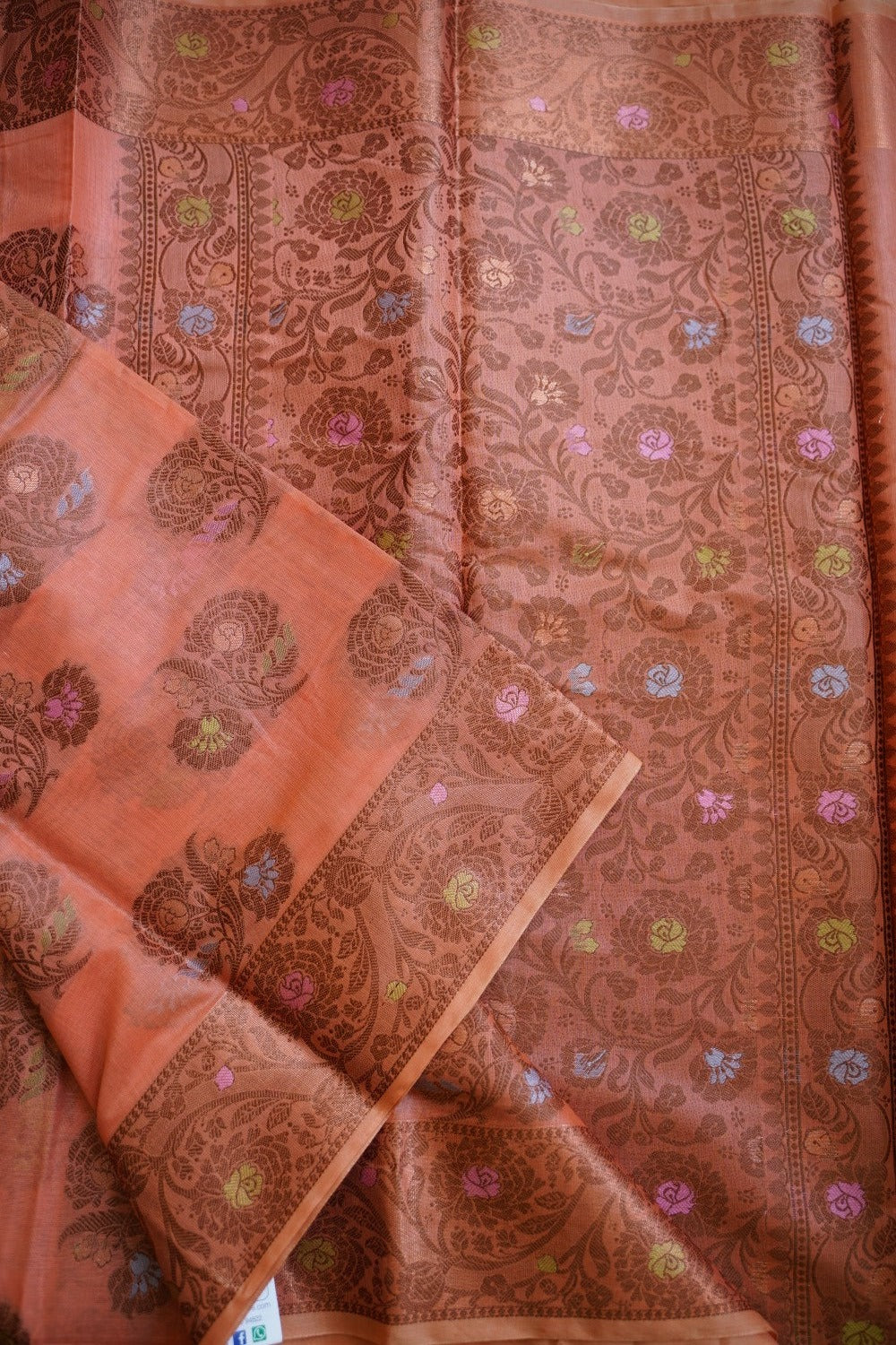 Orange Banarasi cotton Saree  PC11648