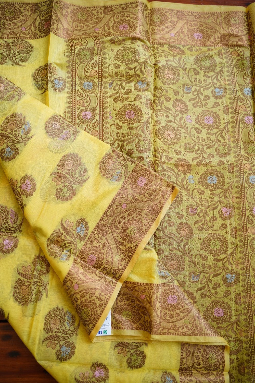 Lemom Yellow Banarasi cotton Saree PC11646