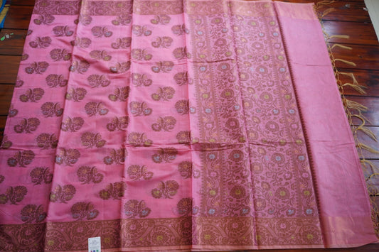 Baby Pink Banarasi cotton Saree PC11647